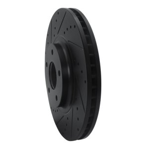 Nissan Maxima Brake Rotor (1) - Front Left - R1 Concepts - Drilled & Slotted - Black - `03-`05